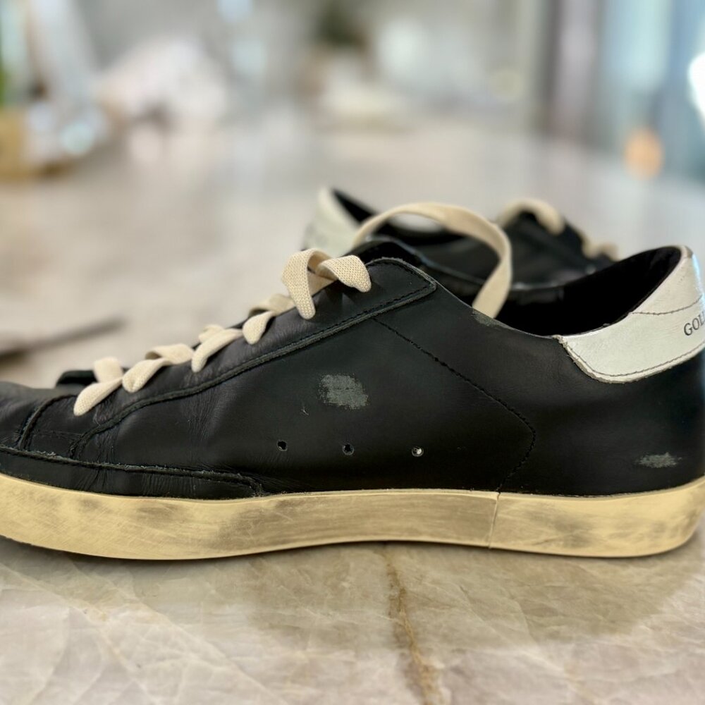 LIKE NEW Golden Goose Super-Star Leather Sneakers White Star Size 38/7 - Picture 6 of 11